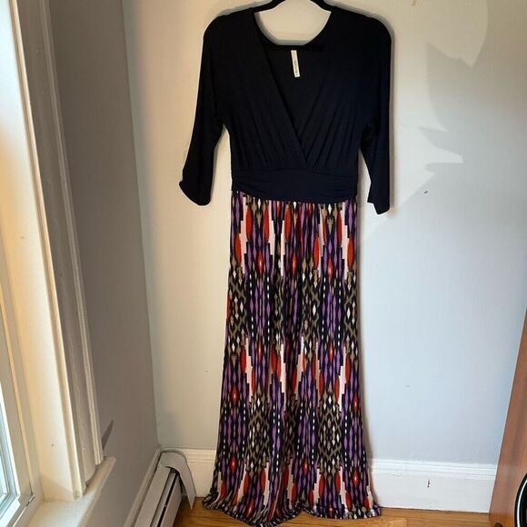 Gilli Sima VNeck 3/4 Sleeve Printed Maxi Dress, large - Picture 14 of 16